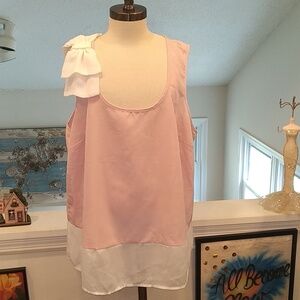 Rue21 Pink Tank Top with Off White Bow Shoulder